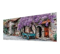 Petite Ville Diamond Painting Adulte, Diamond Painting Rétro Broderie Diamant Kit Complet, DIY 5D Carré Cristal Strass Point de Croix Kit Loisirs Créatifs Adultes, Decoration Murale 25X60cm w-247