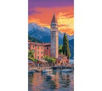 Petite ville Peinture Diamant XXL Paysage Diamond Painting Adulte 50x100cm, 5D Diamant Painting Art Creatif Adulte, DIY Diamond-painting Kit, Grande Taille pour Decoration Maison Murale, Model624