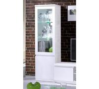 Petite vitrine FABIO - Blanc brillant avec LED - Style design - 55 x 191 x 40 cm