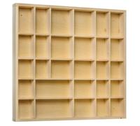 Creative Deco Vitrine Murale Petite Etagere Bois Non Peinte | 28 Compartiments | 44,5 x 40 x 3cm | Vitrine pour Collection | Petit Meuble de Rangement | Bureau et Bibliotheque | Vitrine Salon Figurine