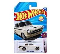 Petite voiture lotus cortina hot wheels serie compact kings - vehicule miniature 1:64 sport auto - set collection + carte
