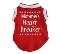 Petitebella Chiot Vêtements pour chien Robe Mommy's Heart Breaker Rouge T-shirt en coton, Medium, rouge, blanc