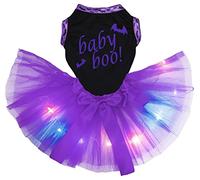 Petitebelle Baby Boo Robe pour chien Motif chauve-souris LED Noir/violet Taille S