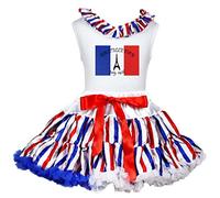 Petitebelle Filles France Jour Juillet 14 shirt Ruban RWB Stripes Jupe 1-8y 6-8 ans blanc