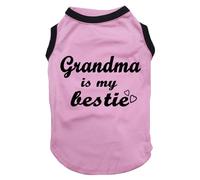Petitebelle Grandma Is My Bestie Chemise blanche pour chien Rose/noir Taille L