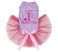 Petitebelle Happy 1st Mother's Day Robe pour chiot (lavande/rose, XL)