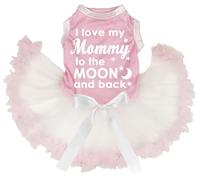 Petitebelle I Love My Mommy to The Moon and Back Robe pour chien Rose/beige Taille M