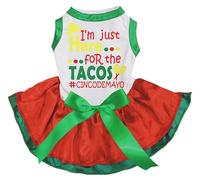 Petitebelle I'm Just Here for The Tacos Puppy Dog Dress (Blanc/Rouge Vert, L)