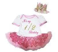 Petitebelle It's My 1/2 Birthday Body blanc à paillettes roses pour bébé - Rose - Medium