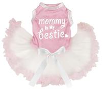 Petitebelle Mommy is My Bestie Robe pour chien Rose/beige Taille XL