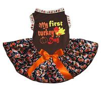 Petitebelle My First Turkey Day Robe pour chien Marron Taille S