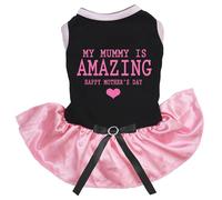Petitebelle My Mummy Is Amazing Robe pour chien Inscription Happy Mother's Day Noir/Rose Taille XXL