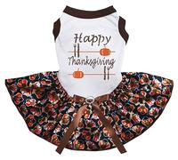 Petitebelle Robe pour chien Happy Thanksgiving Meal (blanc/bébé dindes, taille XXL)