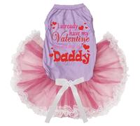 Petitebelle Robe pour chien Have My Valentine His Name is Daddy (lavande/dentelle rose, taille XS)