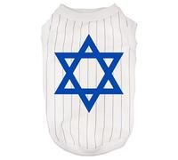 Petitebelle Star of David Chemise pour chien Motif rayures Blanc/bleu Taille M