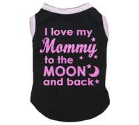Petitebelle T-shirt pour chien avec inscription « I Love My Mommy to The Moon » (noir/rose, taille L)