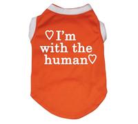 Petitebelle T-shirt pour chien I'm with The Human Puppy (Orange/Blanc, XXL)