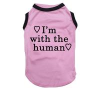 Petitebelle T-shirt pour chien I'm with The Human Puppy (rose/noir, taille XL)