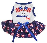 Petitebelle USA Robe pour chien à deux drapeaux pour chien Motif étoiles Blanc/rouge Blanc Taille XL