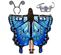 Petites Ailes De Papillon - Costume Ailes Écheces pour Les Femmes | Châle D'habillage avec Masque Et Bande D'antenne, Costume d'halloween Et Accessoire De Danse, Se en Papille