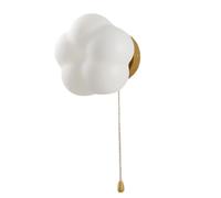 Petites Appliques murales pour Chambre d'enfant | Applique en Bois avec Interrupteur à Tirette, Abat-Jour en Acrylique Blanc en Forme de Fleur, Douille G9 | Appliques murales Art déco à Fleurs