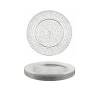 Petites Assiettes Rondes Pailletées Argentées 18cm x6