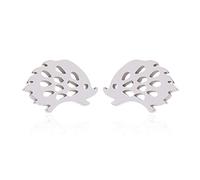 Petites boucles d'oreilles à tige en acier inoxydable hypoallergénique en forme de hérisson pour femme (argenté)