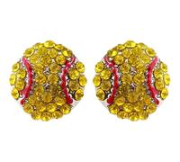 Petites boucles d'oreilles Boucles d'oreilles à tige de sport de sport en cristal brillant rugby mignon à tige baseball (B, 1 5cm)