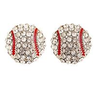 Petites boucles d'oreilles Boucles d'oreilles à tige de sport de sport en cristal brillant rugby mignon à tige baseball (D, 1 5cm)