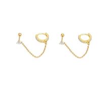 Petites Boucles d'Oreilles Créoles De 8 Mm Pour Femmes Et Filles Cartilage En Cristal Délicat Acier Inoxydable Chaîne Arrière à Vis De 20g Double Piercing 2ème Trous Grimpeurs Sur Chenilles (Doré)