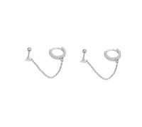 Petites Boucles d'Oreilles Créoles De 8 Mm Pour Femmes Et Filles Cartilage En Cristal Délicat Acier Inoxydable Chaîne Arrière à Vis De 20g Double Piercing 2ème Trous Grimpeurs Sur Chenilles (Argent)