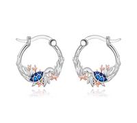 Petites boucles d'oreilles créoles en argent sterling en forme d'animal pour femmes et adolescentes, Plaqué or, Émail.