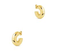 Petites boucles d'oreilles créoles épaisses plaquées or pour femme - Créoles ouvertes légères et tendance - Imperméables - 19 mm, 19MM, Acier inoxydable, Pas de gemme
