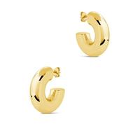 Petites boucles d'oreilles créoles imperméables pour femme, plaquées or épais, créoles ouvertes, légères, bijoux tendance en or 25 mm, 25 mm, Acier inoxydable, Pas de gemme