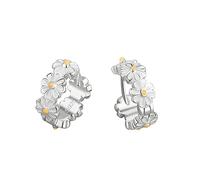 Petites boucles d'oreilles créoles plaquées argent sterling pour femmes et filles - Mini cartilage rond - Boucles d'oreilles de mariage - Tournesol porte-bonheur - Cadeau pour la Saint-Valentin, un