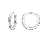 Petites boucles d'oreilles créoles pour femme - En argent sterling - Petites boucles d'oreilles cartilage diamant - 6 mm, 8 mm, 10 mm, 12 mm - Zircon cubique - Pour homme et femme - 10 mm - Argent