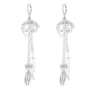 Petites boucles d'oreilles créoles vintage en forme de visage humain de Vénus en plaqué argent pour femme - Style gothique, punk, fête