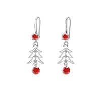 Petites boucles d'oreilles d'oreilles cloche d'arbre de noël, créatives de fête vacances, bijoux cerceaux pour femmes (Red, One Size)