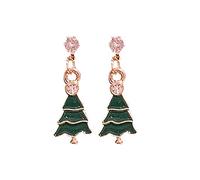 Petites boucles d'oreilles d'oreilles de Noël pour les femmes de vacances pour les filles Bow flocon neige d'arbre Noël en vrac adolescentes Bijoux (Green,One Size)