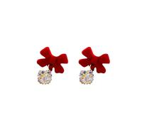 Petites boucles d'oreilles d'oreilles de Noël Style européen et américain Polyvalent Décoration de Noël Arc Fleur pour Femmes décoratives Bijoux fête (H, One Size)