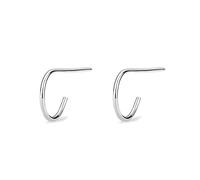 Petites boucles d'oreilles minimalistes de 18 g pour femme en argent sterling 925 hypoallergénique - Mini barre enfile-aiguille - Demi-boucle d'oreille tendance unique et simple