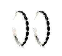 Petites boucles d'oreilles Naturel Turquoise Dangle Métal Grandes D'oreilles Ovales Déclaration Larme Bohème Délicat Pour Femmes Filles (Black, One Size)