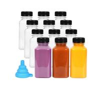 Petites Bouteilles Plastiques Vides 270 ml [Lot de 12] - Bouteilles Sensorielles Transparentes - Bouchon Anti-Fuite & Entonnoir -