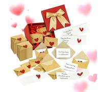 Petites cartes de Saint-Valentin - Ensemble de mini notes en forme de cœur, messages romantiques, kit de vœux format de poche, enveloppe incluse | Cartes d'expression, pour couples