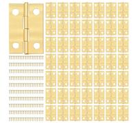 Petites Charnières Mini Charnière avec 200pcs Vis Charnière Miniature pour DIY Boîte Modèle Jouet Ouvrages D'art Artisanat 24 * 16mm Doré 50 Pièces