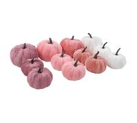 Petites citrouilles artificielles en velours pour décoration d'automne avec tige dorée pour centres de table d'automne et décorations de fête