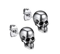 Petites Clous d'Oreilles Tête de Mort Boucles d'oreilles Puce Acier Inoxydable pour Homme Bioux Style Gothique Punk Rock