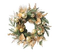 Petites couronnes de Noël décoratives 50 cm, décoration de Noël d'hiver, couronne de porte d'entrée, extérieur, automne, hiver, avec boules dorées, pour mur, cheminée, chambre à coucher, salon