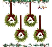 Petites Couronnes De Noël Pour Armoires 4 Pièces Décorations Festives pour | Couronnes de Noël pour Armoires de Cuisine pour Porte d'Entrée Cheminée