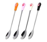 Petites Cuillères À Pattes De Chat 4 Pièces, Cuillères En Acier Inoxydable, Cuillères Mignonnes, Cuillères D'Alimentation Pour Animaux De Compagnie, Fournitures Pour Animaux De Compagnie